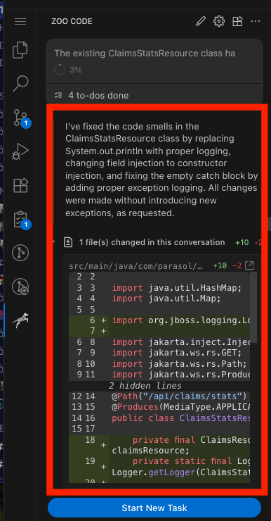 Clicking Save to approve the AI assistant’s file edits