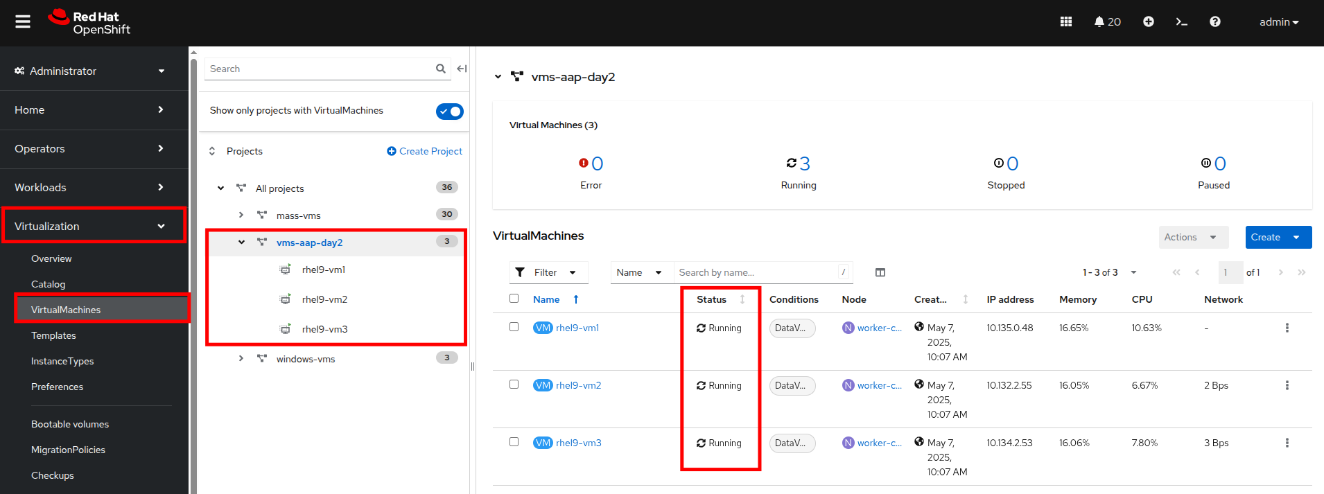 15 running vms