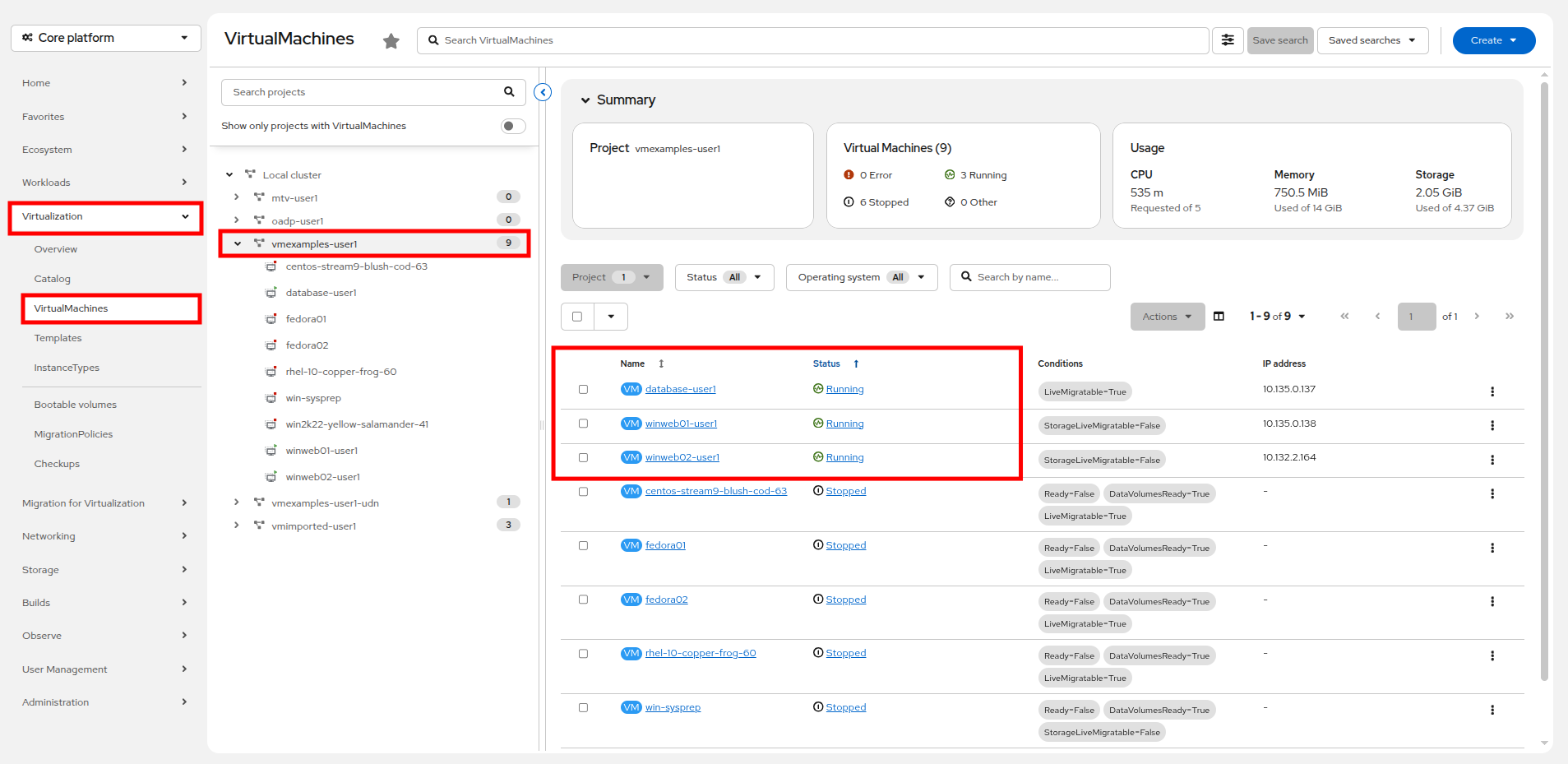 01 Imported VMs List