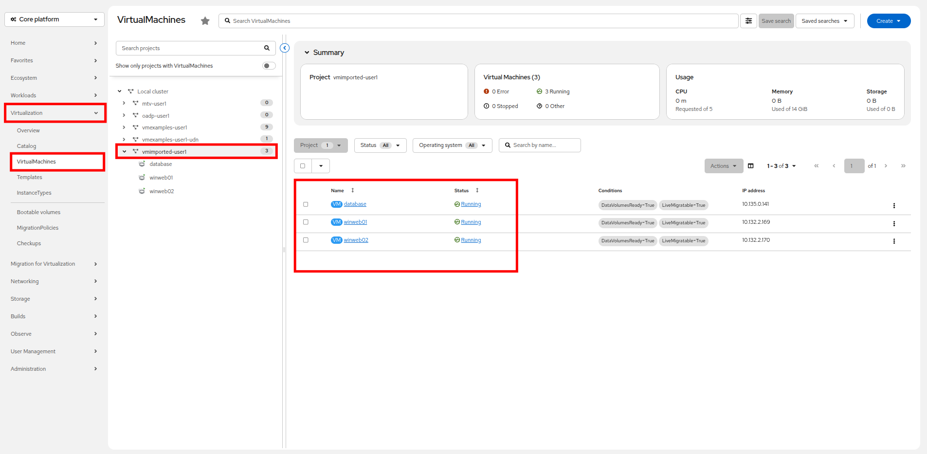 15 Staged VMs List