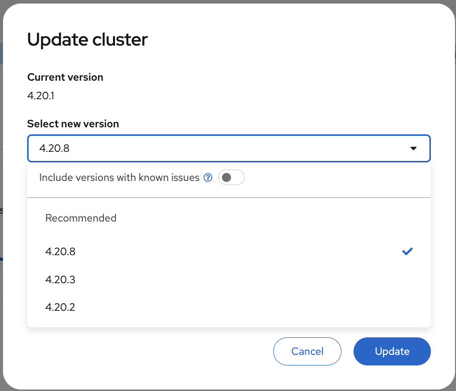 Available Upgrade Versions
