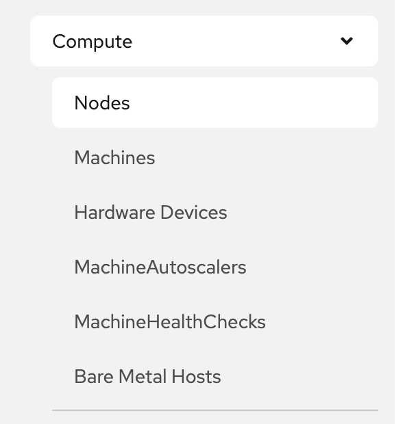 Compute menu showing Nodes option