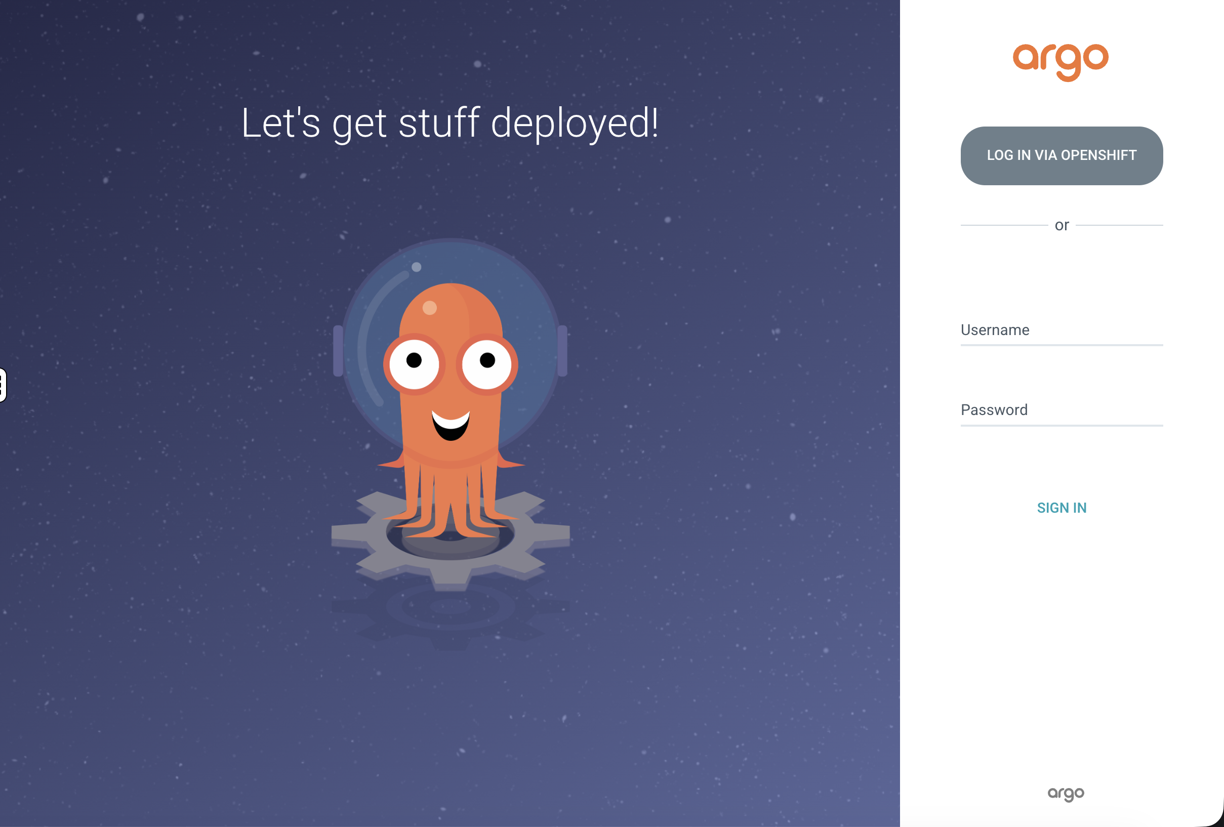 ArgoCD login page with Log in via OpenShift button
