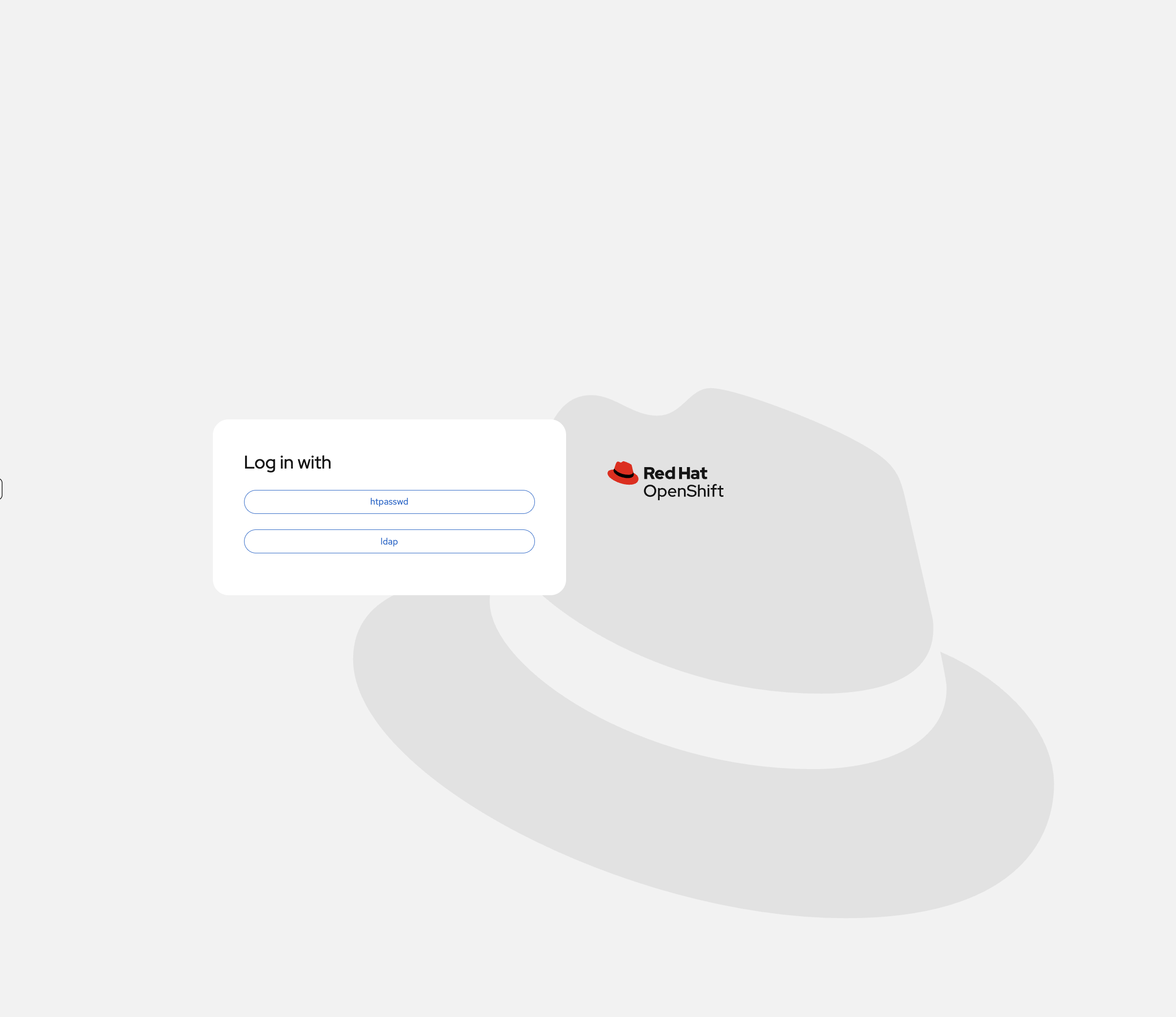 OpenShift login page showing htpasswd and ldap identity providers