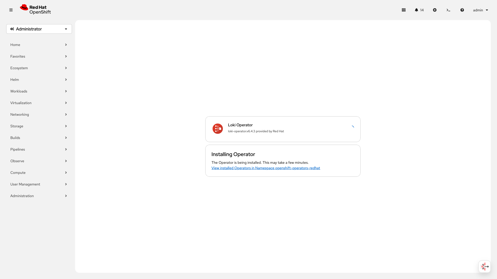 Loki Operator installing confirmation