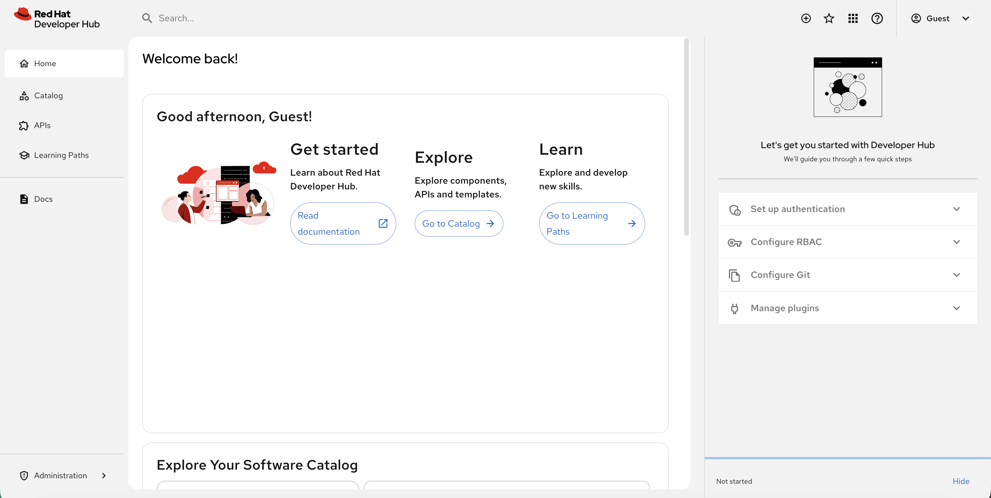 Developer Hub home page