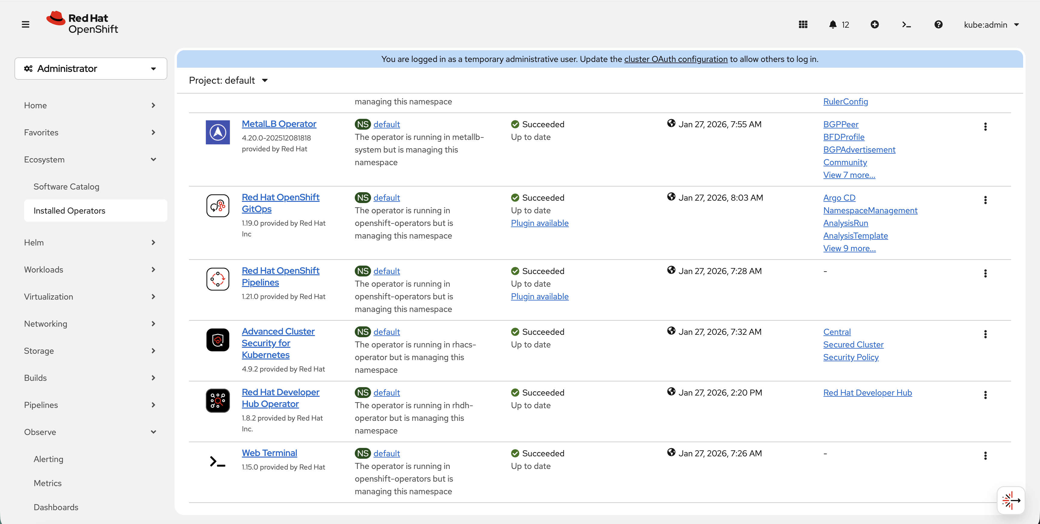 Red Hat Developer Hub Operator installed