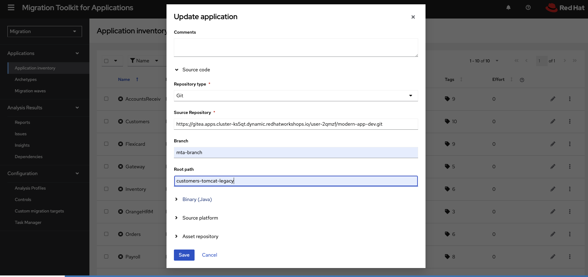 git repo modern app dev