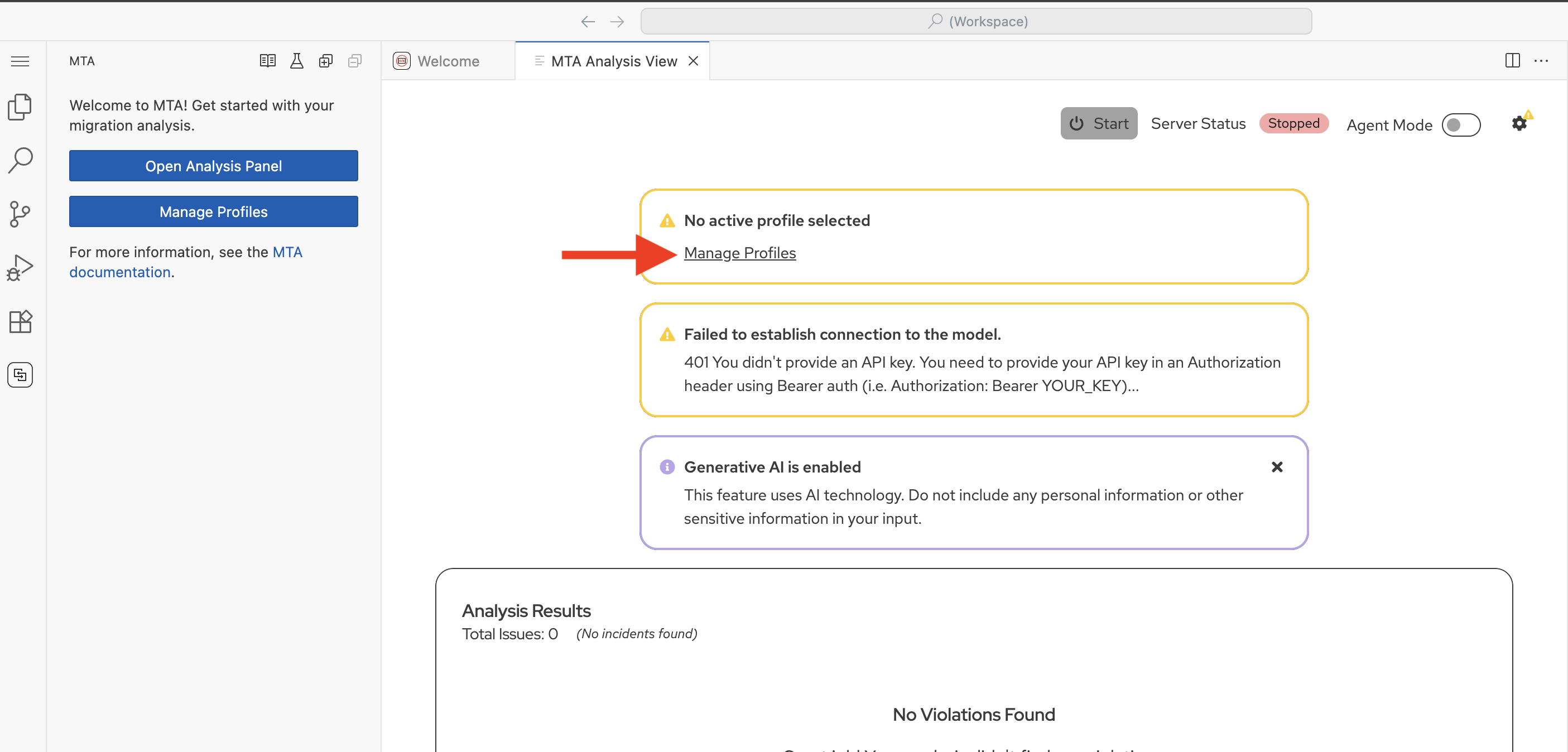 Open Manage Profiles
