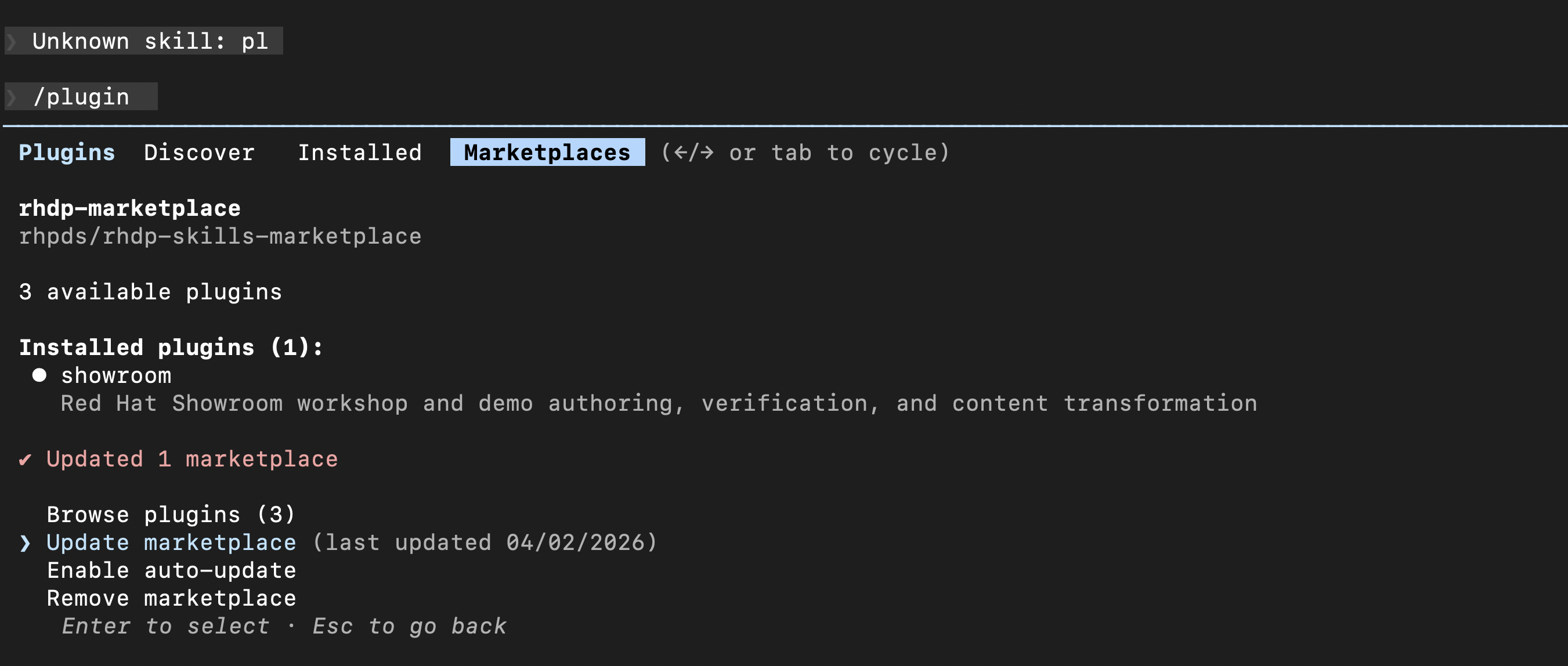 Updated marketplace confirmation
