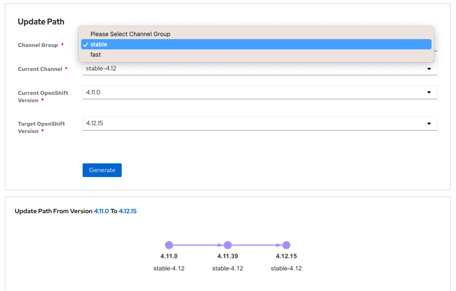 ROSA Upgrade Graph Tool Screenshot