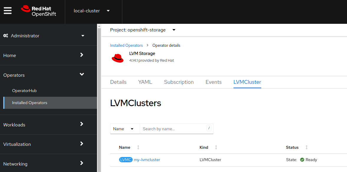 11 LVMCluster List