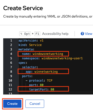 Create Service YAML