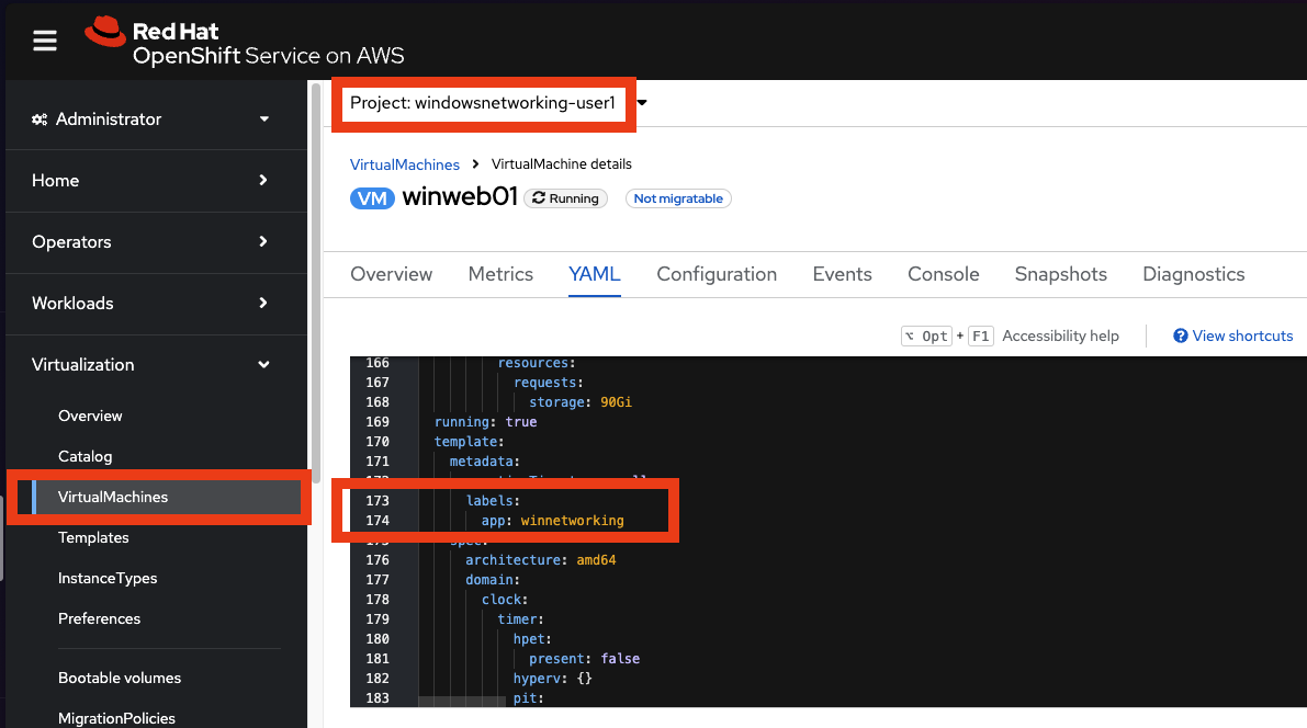 Find VM label app=winnetworking