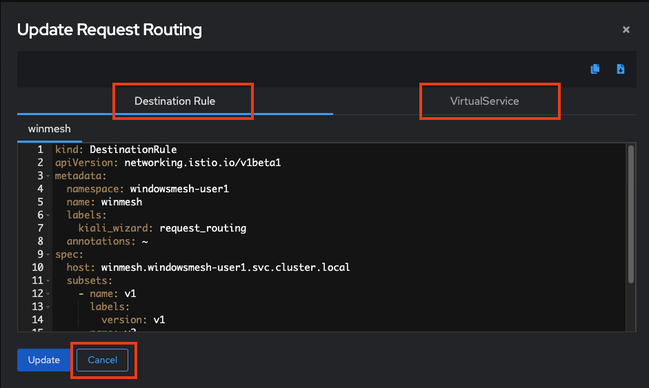 DestinationRule and VirtualService