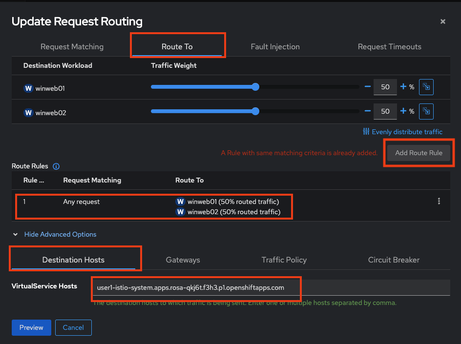 Request Route VirtualHost