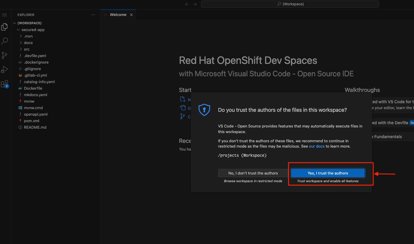 Trust Authors Dialog