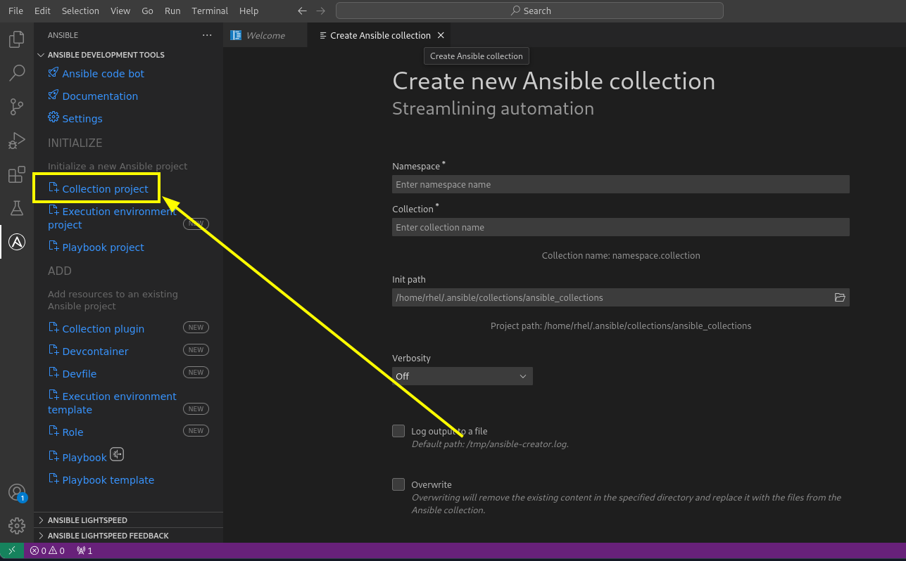 Creating a Collection project