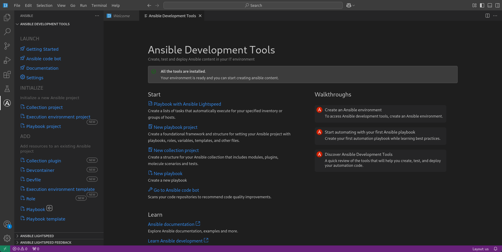VS Code editor inside the lab environment