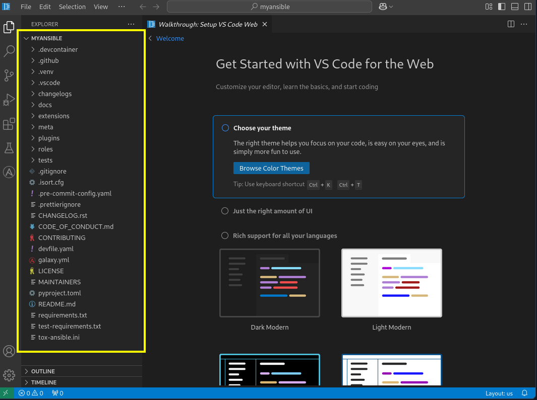 Scaffolded collection files in the Explorer view