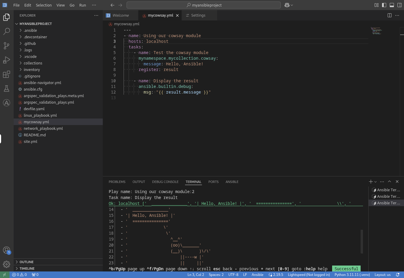 Viewing task output in Ansible Navigator