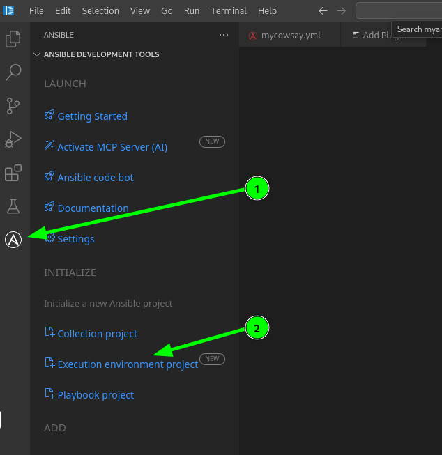 EE wizard creator in VS Code
