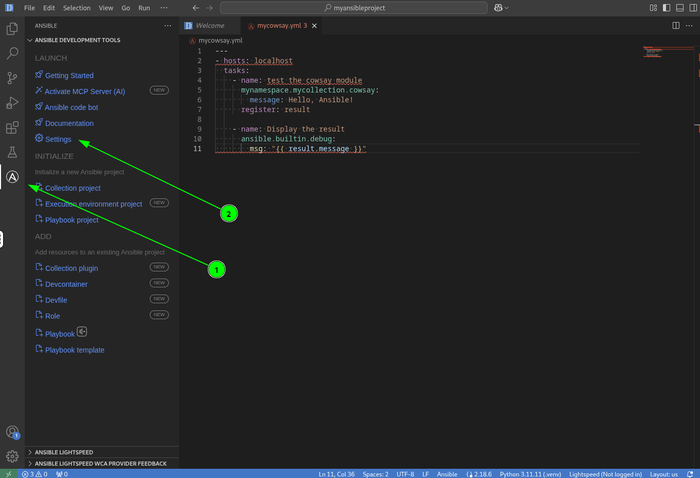 Ansible Extension Settings