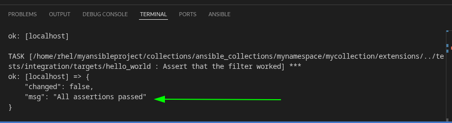 Successful Molecule test output in the terminal