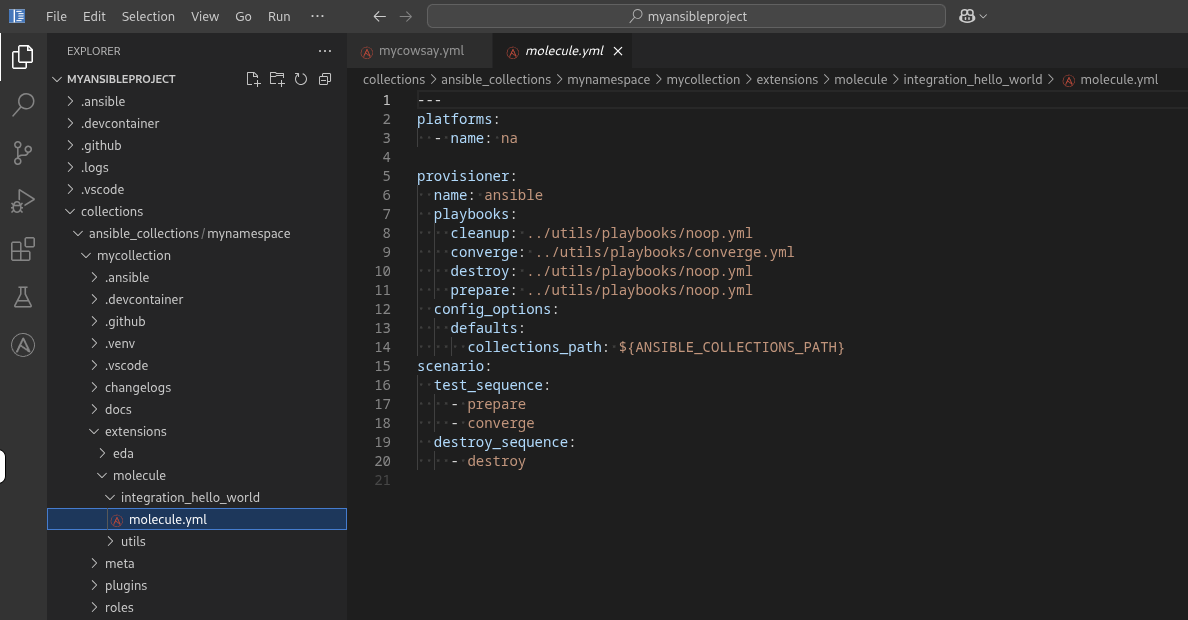 Molecule configuration file in VS Code