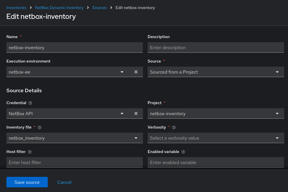 Create Source Configuration