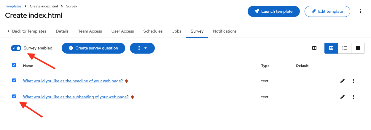 Survey enabled