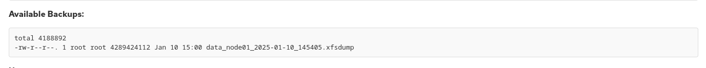 Backup data included in the report