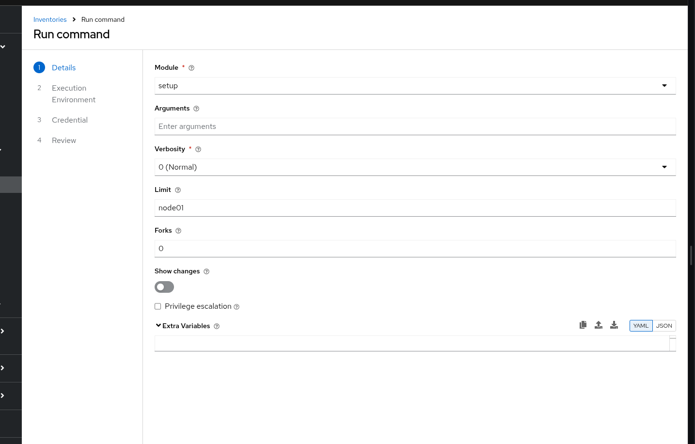Selecting the setup module