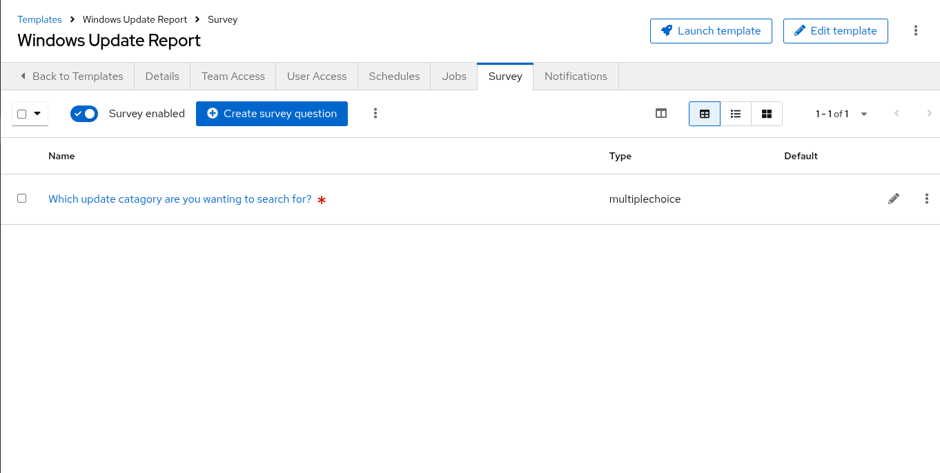Enabling the survey with the toggle switch