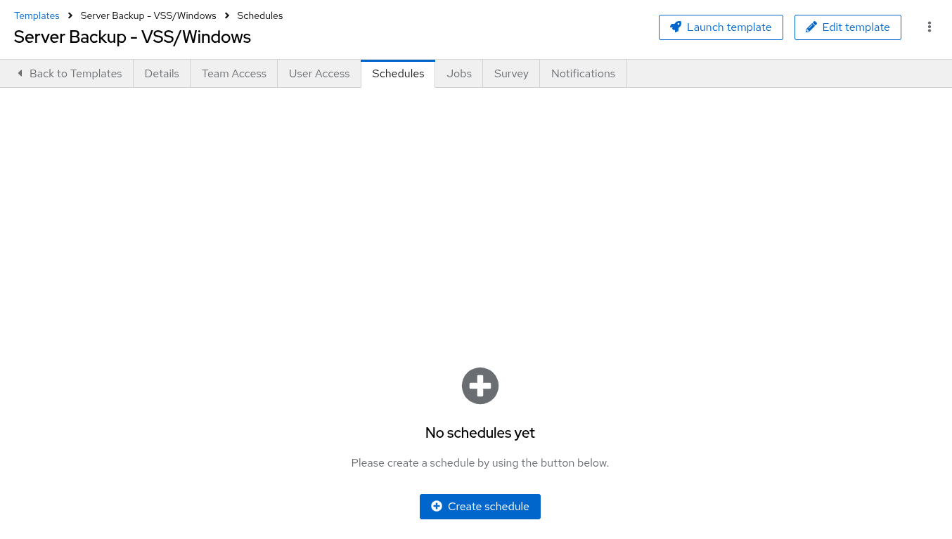 Creating a new schedule for a job template