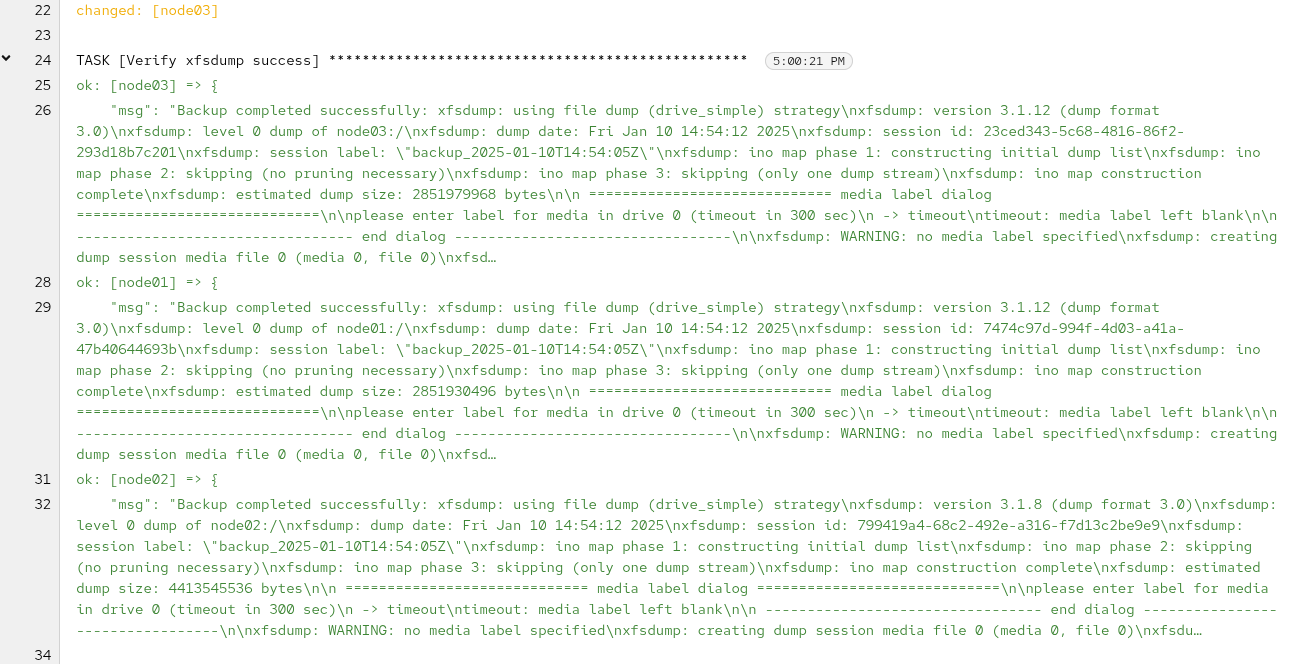 XFS backup job in progress