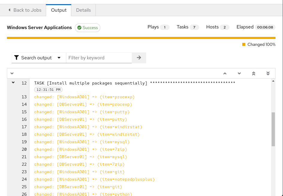 Application Installation Results
