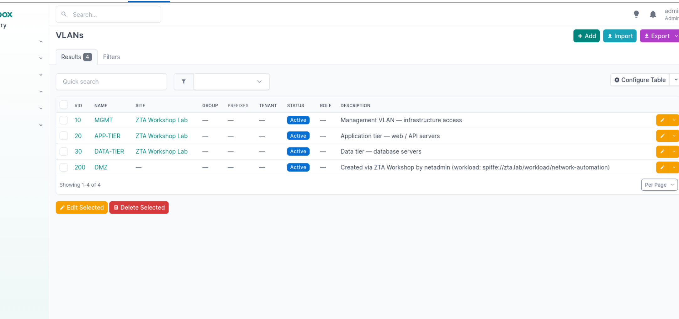 NetBox IPAM interface showing VLAN 200 successfully created