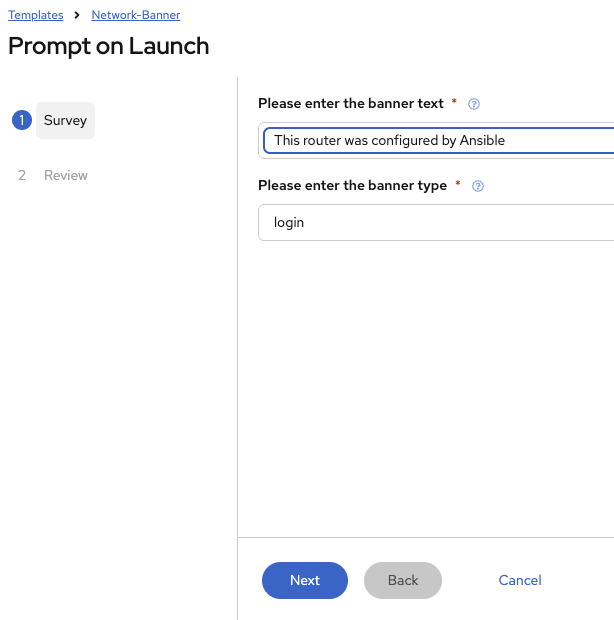 Survey screen